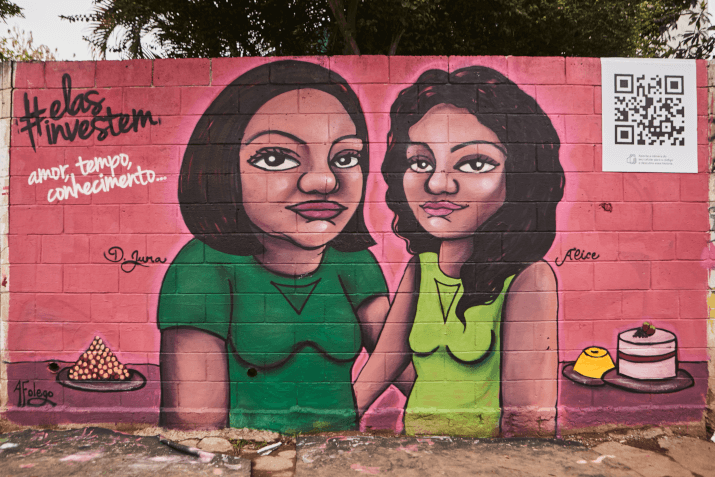 Muro grafitado em Heliópolis - Homenageada: Alice e D. Jura
