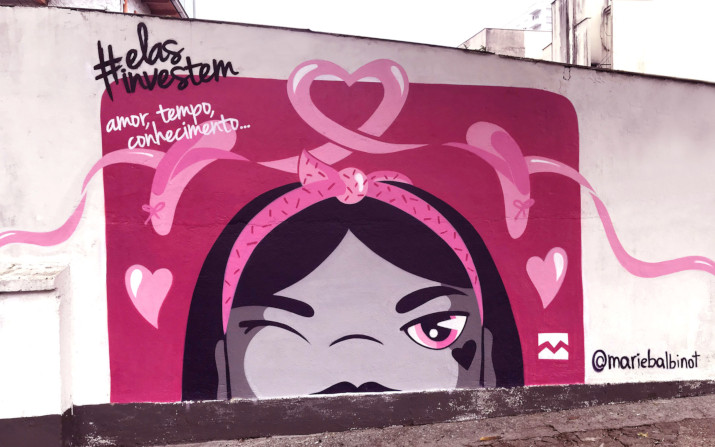 Muro grafitado em Joinville - Homenageada: Karina