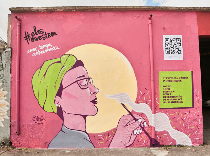 Muro grafitado em Cambuci - Homenageada: Marcia Monteiro